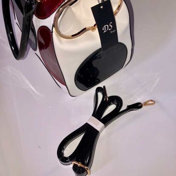 Patten Leather Burgundy Black & White Bag - Picture 5 of 8